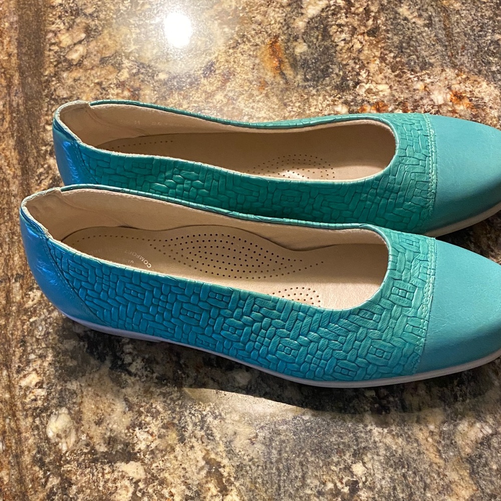 SAS Teal Textured Flats